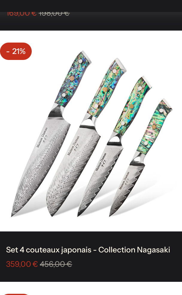 Set de 3 couteau Japonais - Collection Awabi
