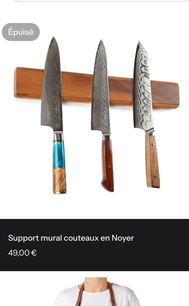 Support couteau mural